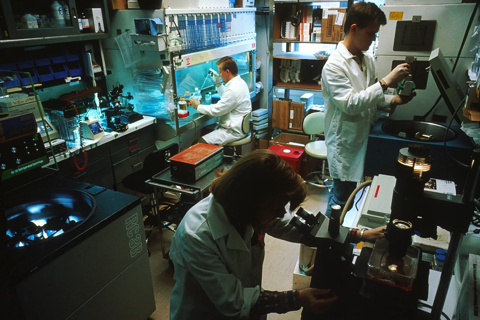 Scientists working in a laboratory, representative pharmaceutical industry image